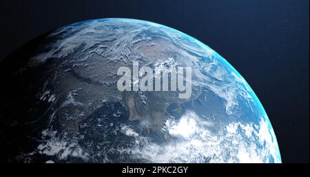 Teil des Planeten Erde mit Wolken und Atmosphäre aus dem Weltraum Stockfoto