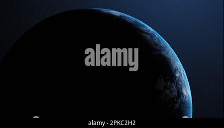 Teil des Planeten Erde in Dunkelheit bei Nacht, vom Weltraum aus gesehen, mit Kopierraum Stockfoto