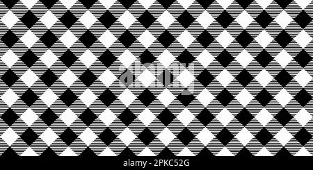 Nahtloses diagonales Gingham-Muster. Schwarz-weiß schräg geneigter vichy-Käfig-Hintergrund. Karierte Tapete aus Tweed, die sich wiederholt. Texturdesign. Vektor Stock Vektor