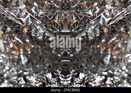 Aluminium Blattwerk Lichteffekte Design Feuershow Party festliche Dekorationen abstrakt verschwommener Hintergrund leuchtende Textur glänzendes Muster große, moderne Größe Stockfoto