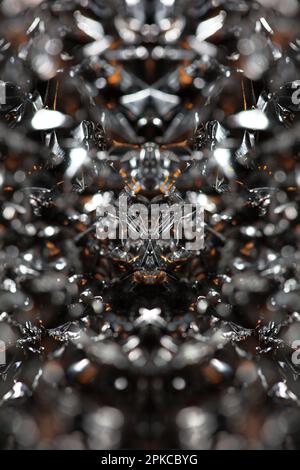 Aluminium Blattwerk Lichteffekte Design Feuershow Party festliche Dekorationen abstrakt verschwommener Hintergrund leuchtende Textur glänzendes Muster große, moderne Größe Stockfoto