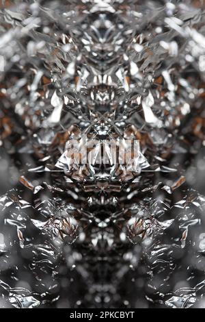 Aluminium Blattwerk Lichteffekte Design Feuershow Party festliche Dekorationen abstrakt verschwommener Hintergrund leuchtende Textur glänzendes Muster große, moderne Größe Stockfoto