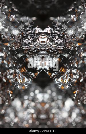 Aluminium Blattwerk Lichteffekte Design Feuershow Party festliche Dekorationen abstrakt verschwommener Hintergrund leuchtende Textur glänzendes Muster große, moderne Größe Stockfoto