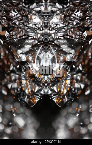 Aluminium Blattwerk Lichteffekte Design Feuershow Party festliche Dekorationen abstrakt verschwommener Hintergrund leuchtende Textur glänzendes Muster große, moderne Größe Stockfoto