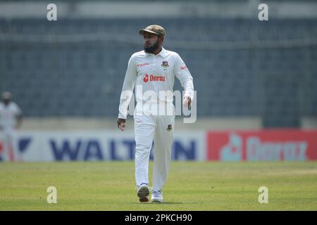 Mushfiqur Rahim am vierten Tag des alleinigen Testspiels zwischen Bangladesch und Irland im Sher-e-Bangla National Cricket Stadium, Mirpur, Dhaka, Stockfoto