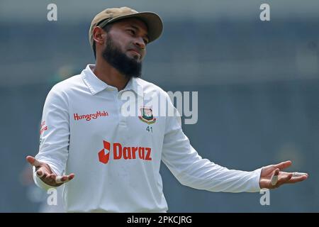 Mushfiqur Rahim am vierten Tag des alleinigen Testspiels zwischen Bangladesch und Irland im Sher-e-Bangla National Cricket Stadium, Mirpur, Dhaka, Stockfoto