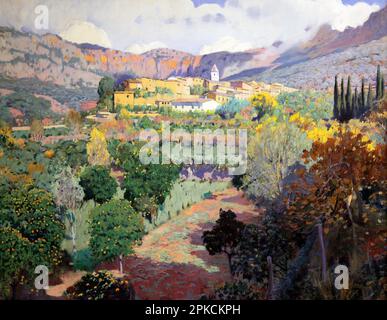 Das Orangenbaumtal, Biniaraix (Mallorca) (1901–1902) von Santiago Rusiñol (1861–1931) spanischer Maler. Stockfoto