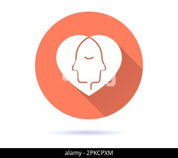 Symbol „Einfühlungsvermögen“. Einfache Illustration mit langem Schatten für Grafik- und Webdesign. Stock Vektor