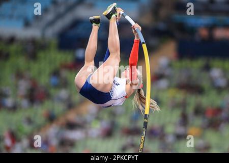 Margot Chevrier (Frankreich). Mastgewölbe-Frauen. Europameisterschaft München 2022. Stockfoto