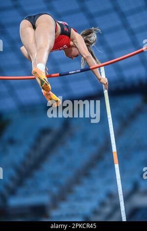 Angelica Moser (Schweiz). Mastgewölbe-Frauen. Europameisterschaft München 2022. Stockfoto