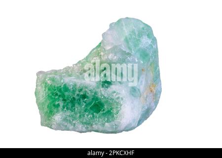 Uber die Verschließung eines isolierten grünen Aventurin-Kristallsteins Stockfoto