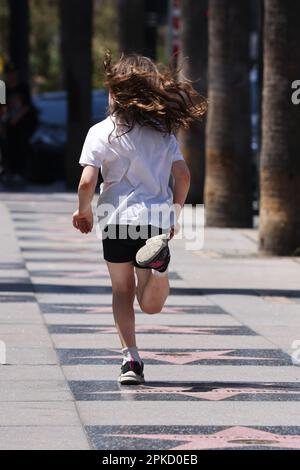 Allgemeiner Blick auf den Hollywood Stars Walk of Fame, Hollywood Boulevard, Los Angeles, Kalifornien, USA. Stockfoto