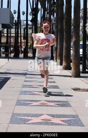 Allgemeiner Blick auf den Hollywood Stars Walk of Fame, Hollywood Boulevard, Los Angeles, Kalifornien, USA. Stockfoto