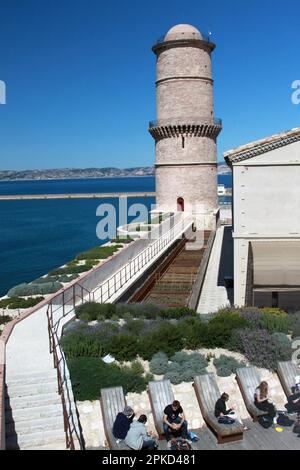 Signalturm, Leuchtturm, Tour de Fanal, Fort St Jean, Fort Saint Jean, Fort St-Jean, Marseille, Frankreich Stockfoto