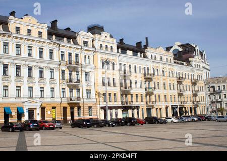 Jugendstilfassaden, Sophia-Platz, Kiew, Ukraine Stockfoto