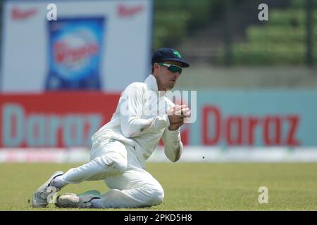 Commins nimmt den Fang von Tamim Iqbal Khan (ungesehen) am vierten Tag des alleinigen Testspiels zwischen Bangladesch und Irland in Sher-e-Bangla Nat Stockfoto