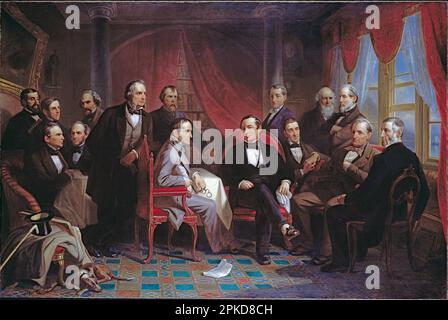 Washington Irving und seine Literaturfreunde auf Sunnyside 1864 von Christian Schussele Stockfoto