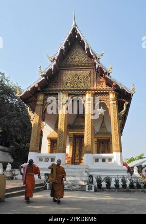 Wat Chom Si, Tempel auf dem Phi Si Hügel, Luang Prabang, Luang Prabang Provinz, Laos Stockfoto