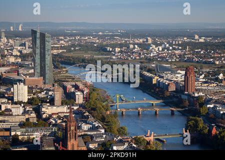 Europäische Zentralbank, EZB, Stadtblick, Blick vom Maintower, Frankfurt am Main, Hessen, Deutschland Stockfoto