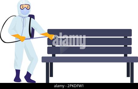 Tischdesinfektionsdarstellung im Farb-Cartoon-Stil. Bearbeitbares Vektorgrafikdesign. Stock Vektor