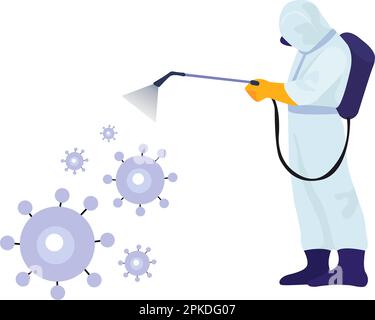 Bakterienentfernung im Farbcartoon-Stil. Bearbeitbares Vektorgrafikdesign. Stock Vektor