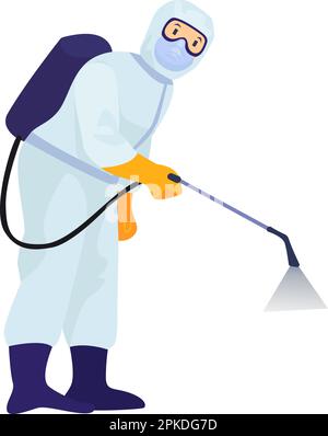 Flächendesinfektion Illustration im Farbkarikaturstil. Bearbeitbares Vektorgrafikdesign. Stock Vektor