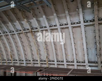 Mail Rail, das ehemalige Postamt-Eisenbahnsystem unter den Straßen von Central London, Großbritannien. Stockfoto