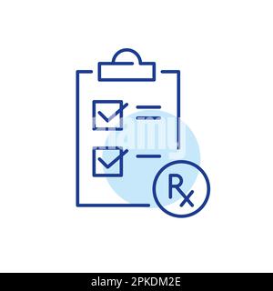 Checkliste für verschreibungspflichtige Medikamente. Pixelgenaue, bearbeitbare Kontur Stock Vektor