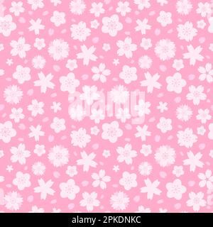 Nahtloses Muster mit geometrischen pinkfarbenen Sakurblumen für Hanami Stock Vektor