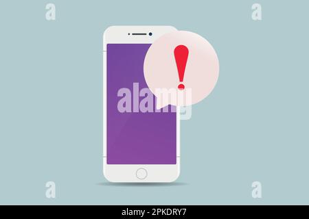 Symbol für Telefonbenachrichtigung Smartphone mit Vektordarstellung mit Ausrufezeichen Stock Vektor