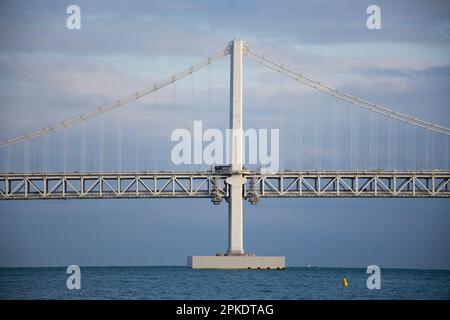 Gwangandaegyo Hängebrücke oder Diamond Brücke und Landschaftsmeer für koreaner Reisende besuchen Gwangalli und Gwangan Sandstrand Stockfoto