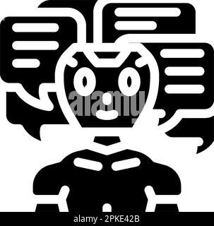 Vektordarstellung des bot-Glyphensymbols für Konversation Chat Stock Vektor