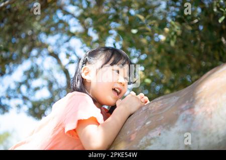 Mädchen-Kletterbaum Stockfoto