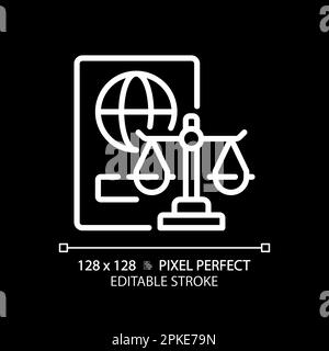 Einwanderungsrecht pixelt perfekt weißes lineares Symbol für dunkles Thema Stock Vektor