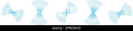 Sonarschallwelle. Signal konzentrischer Kreis. Vibrationen Radialsignal. Vektor-isolierte Darstellung Stock Vektor