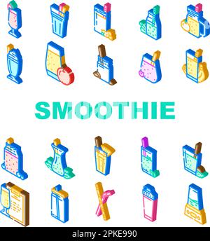 Symbole für Smoothie-Fruchtsaftgetränke setzen den Vektor Stock Vektor