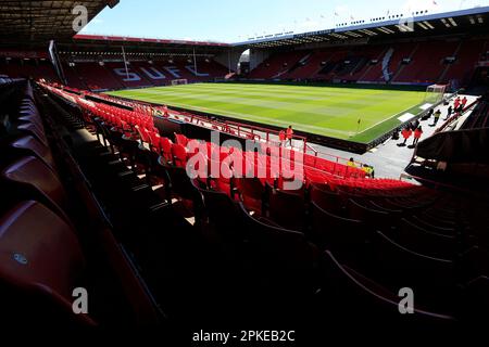 Sheffield, Großbritannien. 07. April 2023. Ein allgemeiner Überblick über Bramall Lane vor dem Sky Bet Championship-Spiel Sheffield United vs Wigan Athletic in Bramall Lane, Sheffield, Großbritannien, 7. April 2023 (Foto von Conor Molloy/News Images) in Sheffield, Großbritannien, am 4./7. April 2023. (Foto: Conor Molloy/News Images/Sipa USA) Guthaben: SIPA USA/Alamy Live News Stockfoto