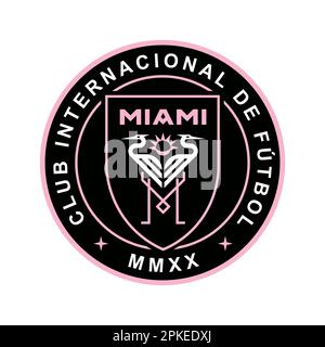 Vinnitsa, Ukraine - 10. Januar 2023: American Football Football Inter Miami Team Logo-Symbol Stock Vektor