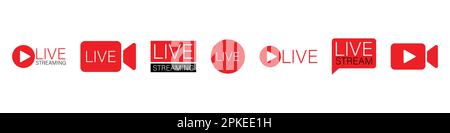 Livestreaming-Symbolset einfaches Design Stock Vektor