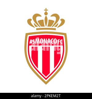 Vinnitsa, Ukraine - 14. Dezember 2022: Fußball. Logo des FC Monaco Team Clubs. Stock Vektor