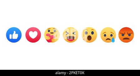 Vinnitsa, Ukraine - 20. Dezember 2022: Facebook Emoji smile icon set . Stock Vektor