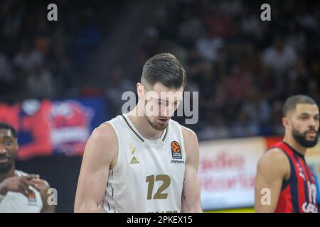 Vitoria-Gasteiz, Euskadi, Spanien. 6. April 2023. Vitoria-Gasteiz, Spanien, 06. April 2023: Der Spieler von LDLC ASVEL Villeurbanne, Nando de Colo am 33. Tag der regulären Liga der Turkish Airlines EuroLeague 2022-23 zwischen Cazoo Baskonia Vitoria-Gasteiz und LDLC ASVEL Villeurbanne am 6. April 2023 in der Buesa Arena in Vitoria, Spanien. (Kreditbild: © Alberto Brevers/Pacific Press via ZUMA Press Wire) NUR ZUR REDAKTIONELLEN VERWENDUNG! Nicht für den kommerziellen GEBRAUCH! Stockfoto