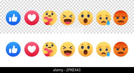 Vinnitsa, Ukraine - 20. Dezember 2022: Facebook Emoji smile icon set . Stock Vektor
