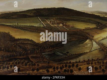 Die North Prospect of Hampton Court, Herefordshire, ca. 1699 von Leonard Knyff Stockfoto