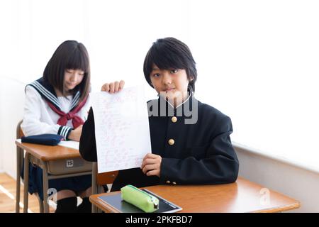 Schüler der Mittelstufe mit perfekter Punktzahl Stockfoto