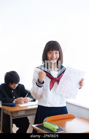 Schüler der Mittelstufe mit perfekter Punktzahl Stockfoto