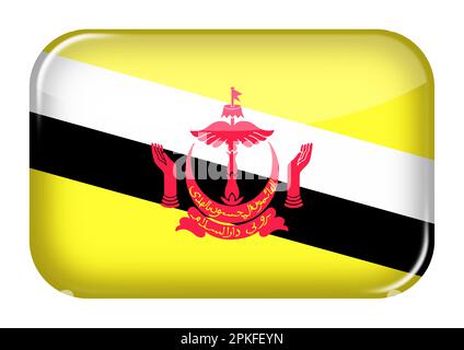 Brunei Websymbol Rechteckschaltfläche mit Beschneidungspfad 3D Abbildung Stockfoto