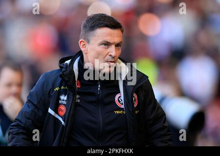 Sheffield, Großbritannien. 07. April 2023. Paul Heckingbottom The Sheffield United Manager während des Sky Bet Championship-Spiels Sheffield United vs Wigan Athletic in Bramall Lane, Sheffield, Großbritannien, 7. April 2023 (Foto von Conor Molloy/News Images) in Sheffield, Großbritannien, am 4./7. April 2023. (Foto: Conor Molloy/News Images/Sipa USA) Guthaben: SIPA USA/Alamy Live News Stockfoto