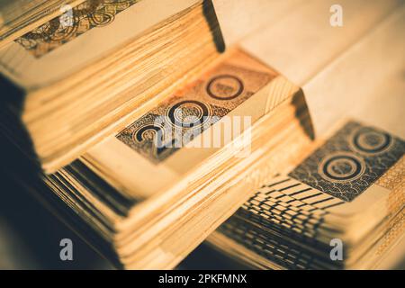Währung der Republik Polen. Zweihundert Polnische Zloty-Banknoten – Nahaufnahme Stockfoto