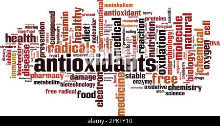 Antioxidantien-Wortwolkenkonzept. Collage aus Worten über Antioxidantien. Vektordarstellung Stock Vektor